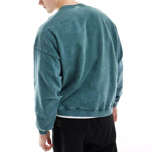 Sweat-shirts à col rond pour hommes, tendance 2026, vente en gros, lavage à l'acide, 100% coton, impression personnalisée en broderie 3D - Product Image 2