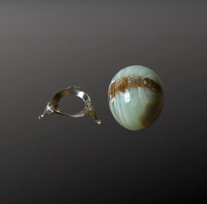 Œuf en marbre onyx 3 avec support en laiton vintage, pièce décorative en pierre naturelle faite à la main pour la maison, le bureau, cadeau - Product Image 4