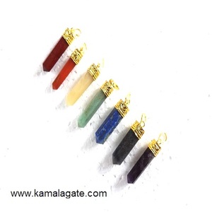 Pendentif en Agate de Quartz Chakra Cristallin, Plaqué Or Antique, Forme Pointe de Crayon, Spirituel, Tendance, Unisexe - Product Image 6