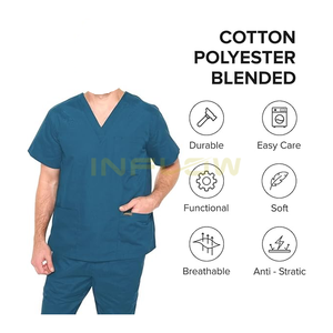 ชุดเครื่องแบบสครับพยาบาลผ้าฝ้ายแบบทอชุดสครับสำหรับโรงพยาบาลในฤดูร้อนสำหรับพยาบาล - Product Image 3