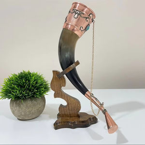 Tazas de cuerno natural vikingos de materiales ecológicos búfalo/buey para beber cerveza y vino con correas de cuero envueltas en cuerno y Bar decoración del hogar - Product Image 5