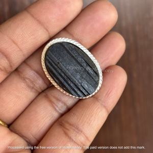 Original <b>Black</b> Tourmaline Druzy Gemstone 925 Sterling Silver Oval <b>Ring</b> for <b>Women</b> Trending Hot Selling Wedding Jewelry Factory - Product Image 3