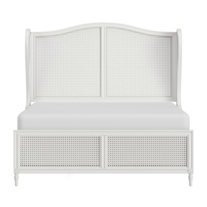 Cadre de lit en panneaux de canne française en acajou massif élégant, style français vintage pour chambre principale, lit queen, lit king, hôtel, intérieur résidentiel - Product Image 5