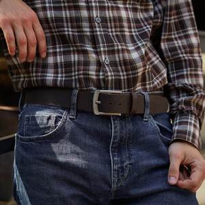 เข็มขัดหนังแท้ฟูลเกรนสำหรับผู้ชาย สีน้ำตาลคลาสสิก เข็มขัดลำลอง ดีไซน์เรียบง่าย มีทุกขนาด คุณภาพพรีเมียม - Product Image 6