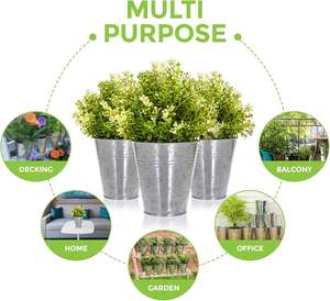 Seau de jardinières de fleurs en acier galvanisé pour la maison, le jardin et l'artisanat. - Product Image 6