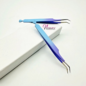 Pince à épiler en acier inoxydable enduite de poudre bleu ciel violet clair bien favorisée Extension de cils durable antistatique Volume Lash - Product Image 6