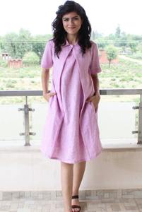 Fait à la main femmes coton flammé vêtements d'été robe courte femmes ethnique Midi avec bouton détail Vintage dentelle robe ethnique - Product Image 2