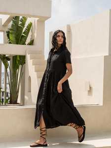 2025 Primavera Verano mujeres respetuoso con el medio ambiente hasta el suelo Casual manga corta suelta ajuste Maxi vestido de alta calidad de gran tamaño - Product Image 4