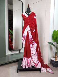 New Beautiful Viscose Chandelier Design with <b>Gota</b> Patti Lace Border Sari for Women - Product Image 6