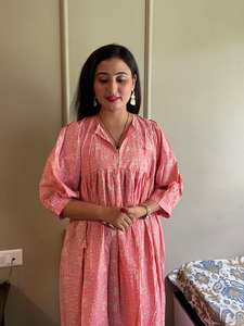 Robe longue d'été décontractée pour femme en coton tissé écologique lavable, imprimée à la main, motif floral bohème - Product Image 6