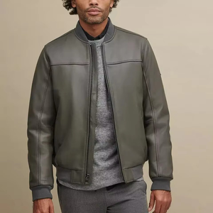 Blouson d'hiver en cuir pour homme, personnalisable, faible MOQ, respirant, en toile, col montant, coupe-vent à capuche, haute qualité, séchage rapide - Product Image 3