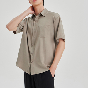 เสื้อเชิ้ตผู้ชายแขนยาวสำหรับใส่ทำงานผ้าคอตตอนผ้าทอลายทแยงแห้งเร็วป้องกันการเกิดรอยยับ - Product Image 3