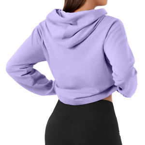 Nouvelle mode de sweat à capuche court et décontracté à manches longues pour l'hiver avec logo sur le devant pour femmes sweat à capuche à séchage rapide respirant personnalisé - Product Image 5