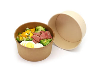 Fábrica de Vietnam 26oz 34oz cuencos de papel Kraft biodegradables con tapa contenedor de embalaje caja de almacenamiento papel Venta caliente precio bajo - Product Image 4