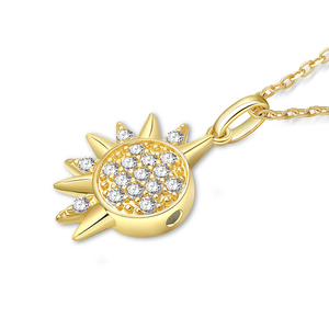 Collier d'amitié Jeulia en argent sterling avec motif soleil céleste - Chaîne géométrique tendance, idéal pour un cadeau - Product Image 3