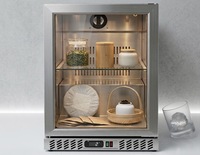 Réfrigérateur à bouteilles sous comptoir en acier inoxydable avec porte vitrée pour bière, eau et desserts, idéal pour bar domestique ou commercial