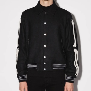 OEM Custom Blank Embroidery Canvas Logo <b>Men</b> <b>Sherpa</b> Varsity <b>Jackets</b> Zipper Closure Waterproof Windproof Vintage Style - Product Image 2