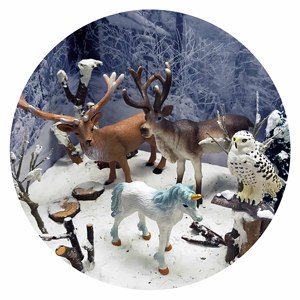 Venta caliente miniatura PVC simulación animales sólidos figura muebles juguetes de búho unicornio alce para niños - Product Image 1