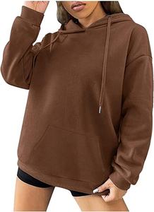 Jersey con eslogan para mujer, ropa con estampado de letras y hombros al descubierto, de manga larga con cordón, informal, con capucha - Product Image 2