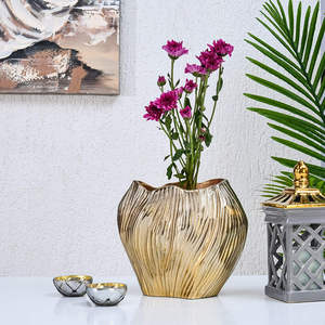 แจกันดอกไม้โลหะสไตล์อินเดียตกแต่งด้วยมือที่ดีที่สุดที่ทันสมัยผู้ถือดอกไม้ - Product Image 4