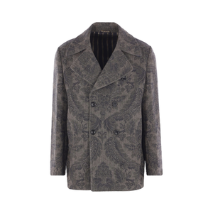 Abrigo Cruzado para Hombre en Gris Paisley - Product Image 2