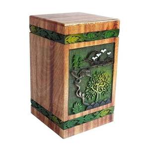 Urna de cremación de madera de etiquetado privado con talla detallada perfecta para familias que desean un único y respetuoso - Product Image 2