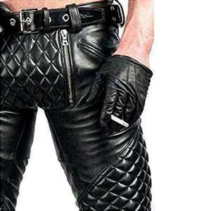 Pantalones Rectos de Cuero de Alta Calidad para Hombre, Estilo Casual, Frente Plano, a la Moda, Estilo Rockero, Cómodos, Transpirables y Ecológicos - Product Image 2