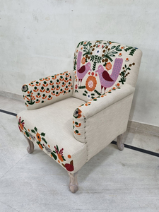 เก้าอี้เย็บปักด้วยมือสไตล์อินเดียสำหรับบ้านสำนักงานห้องนั่งเล่นตกแต่งแบบออตโตมานเก้าอี้หุ้มเบาะมือที่สลับซับซ้อน - Product Image 5