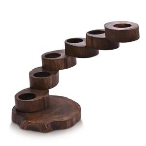 Porte-bougie en bois au design unique et artistique pour la décoration de la maison, éclairage subtil, accent de table, artisanal en provenance d'Inde - Product Image 1