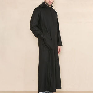 Thobes pour hommes, vêtements islamiques, couleur unie, polyester, caftan, jubbah, thobe pour hommes, thobe musulman à capuche pour hommes - Product Image 4