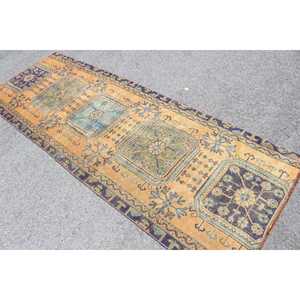 Alfombra de 3.2x9.1 pies, Alfombra Vintage, Alfombra Persa Azul - Product Image 4