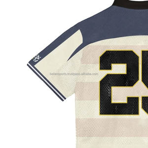 2025 moda Boxy recortada camiseta de fútbol diseño personalizado 100% algodón camiseta para hombres corte suelto impreso fútbol malla Jersey - Product Image 2