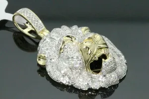 Pendentif et breloque tête de lion en argent 925 avec moissanite ronde de 2,3 carats, cadeau islamique parfait pour femme, plaqué or 14 carats - Product Image 3