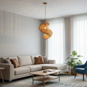 Lampe suspendue moderne en bambou, légère, faite à la main, durable, pour salon et autres lieux - Product Image 3