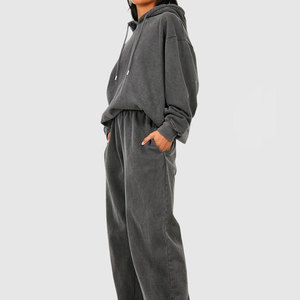 Conjunto de Jogger de lavado ácido con estilo para mujer hecho a medida de alta calidad, chándales de diseñador informales de Hip Hop a la moda para invierno - Product Image 4