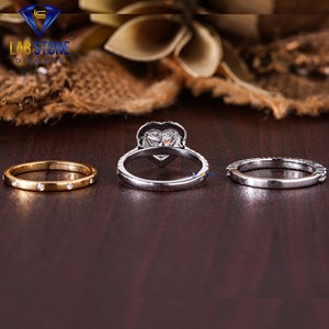 1,95 TDW Heart Cut Diamond anillo de oro blanco amarillo by Lab-Stone/Color DE LA EF-VS - Product Image 6