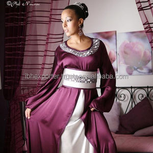 Caftan en tissu de soie à l'aspect simple avec pierre, idéal pour le bricolage au Moyen-Orient - Product Image 1