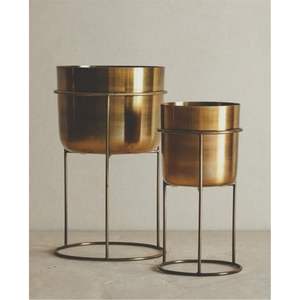 Anti-Rust Brass Finished Metal Plant Pot Luxury Round <b>Gold</b> Decorative Planter for Living Room & Office Decor Wholesale Planter - Product Image 4