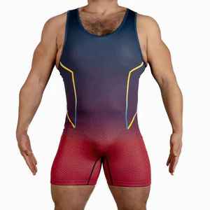 Personalizada profesional de los hombres de lucha libre Singlets de lucha libre de 4 vías de tela elástica leotardo para adultos - Product Image 2