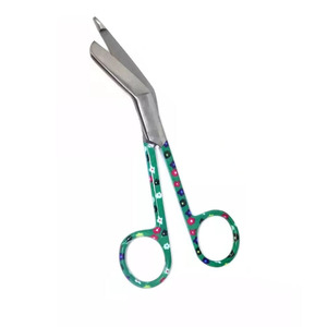 Ciseaux à pansement en acier inoxydable gravés personnalisés de haute qualité 5.5 pouces ensemble d'instruments manuels à impression florale colorée - Product Image 1