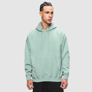 เสื้อฮู้ดหนาผ้าฝ้าย100% โอเวอร์ไซส์สำหรับผู้ชายเสื้อครอปเปิดไหล่แบบกำหนดเอง - Product Image 4