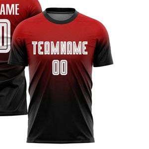 เสื้อฟุตบอลแขนสั้นไล่ระดับสีแดงดำเสื้อฟุตบอลแขนสั้นน้ำหนักเบาระบายอากาศได้ดีชุดกีฬาแห้งเร็วสำหรับการฝึกซ้อมการแข่งขัน - Product Image 2