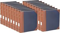 Binder eksekutif, 2 Tone kulit Inggris dengan jahitan dan tulang belakang bergaris, tugas berat 3 d-ring dengan Tag Memo