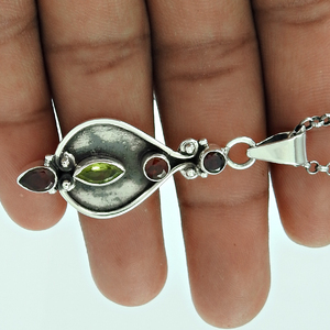 Colgante de aspecto antiguo 925 plata esterlina oxidada encanto de múltiples piedras preciosas diseño personalizado fabricante de joyas bohemias exportador indio - Product Image 3