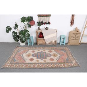 Alfombra Turca Vintage de Lana Azul, 3.8x6.7 pies - Product Image 3