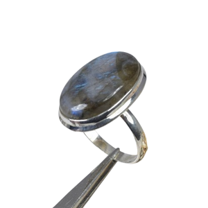 แฟชั่นเครื่องประดับตัดลาบราดอร์ไทต์ 925 เงินสเตอร์ลิงแหวนอัญมณีเครื่องประดับทําด้วยมือเดือนมีนาคม Birthstone ของขวัญสําหรับครบรอบ - Product Image 1