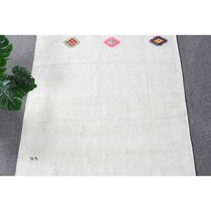 Alfombra de lana blanca moderna de 2,5x9,3 pies, área grande, diseño de retazos rectangulares turcos para decoración para sala de estar para adolescentes - Product Image 5