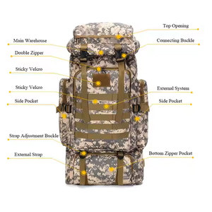 Mochila Unisex con Armazón Interno al por Mayor, Capacidad Extensible de 40L a 80L, Impermeable, para Senderismo, Campamento, Caza, Camuflaje de Otoño - Product Image 4