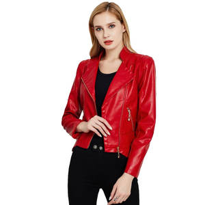 Chaquetas cortas con estilo de cuero genuino de Color rojo, ropa informal de invierno transpirable, chaqueta de moda ajustada con cremallera ligera Vintage - Product Image 3