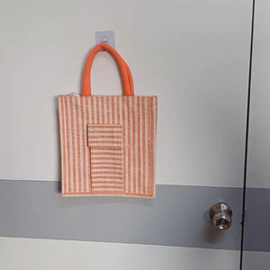 Reusable Eco-Friendly <b>Orange</b> Cotton Canvas Tote Bags Durable Daily Carry Bag for Shopping Grocery Beach Use Promotional - Product Image 1